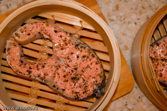 steamed salmon   .
