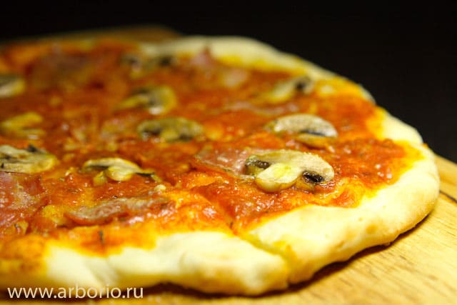 Пицца с ветчиной и грибами - фото